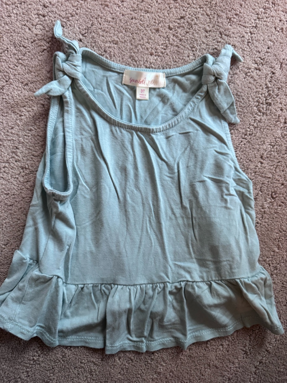 Gymboree Light Teal Knot Shoulder Ruffle Tank Top